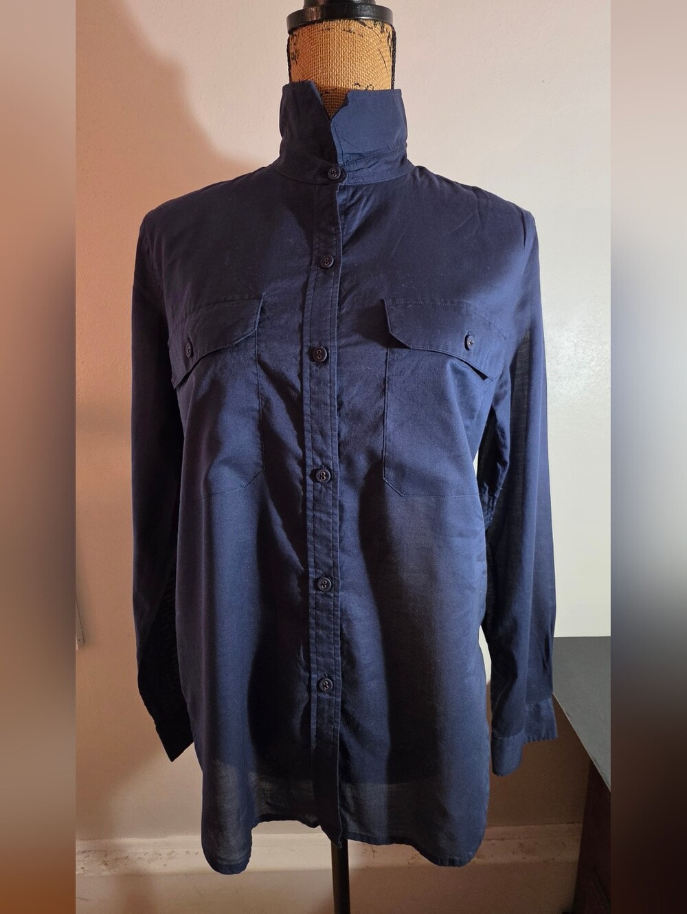 Ralph Lauren Navy Button-Front Lightweight Shirt Jacket